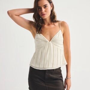 Abercrombie & Fitch Cream Beaded Spaghetti Strap Camisole
